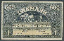 Ausland Dänemark
 500 Kroner 1931 0041031, Signaturen von Lange & Hermann, fleckig, Längs- und Querknicke, unruhiger Rand, kleines Loch, EH III WPM 2...