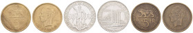 ab 1800 Belgien
Lot Leopold III. Mutterland und Kongo 3 Münzen: 50 Fr 1935 Weltausstellung, gefügelter Ritter besiegt Marsmännchen wie St. Georg. 22,...