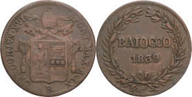 Stato Pontificio - 1 Baiocco 1839 - Gregorio XVI (1831 - 1846) - II° tipo - zecca di Bologna - IX - Gr. 9,98 - Cu - Gig. 166

BB+

SPEDIZIONE SOLO...
