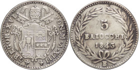 5 Baiocchi 1843 - Gregorio XVI (1831 - 1846) - zecca di Bologna - Gr. 1,28 - Gig. 146

qFDC

SPEDIZIONE SOLO IN ITALIA - SHIPPING ONLY IN ITALY