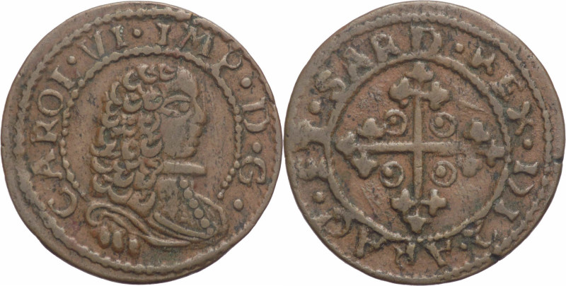 Cagliari - 1 Cagliarese 1712 - Carlo IV (1711 - 1718) - gr. 2,4 - Cu. - R - Mir....