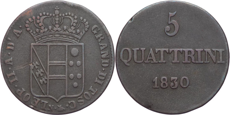 5 Quattrini 1830 - Leopoldo II (1824 - 1859) - Gr. 3,63 - C# 65

BB+

SPEDIZ...