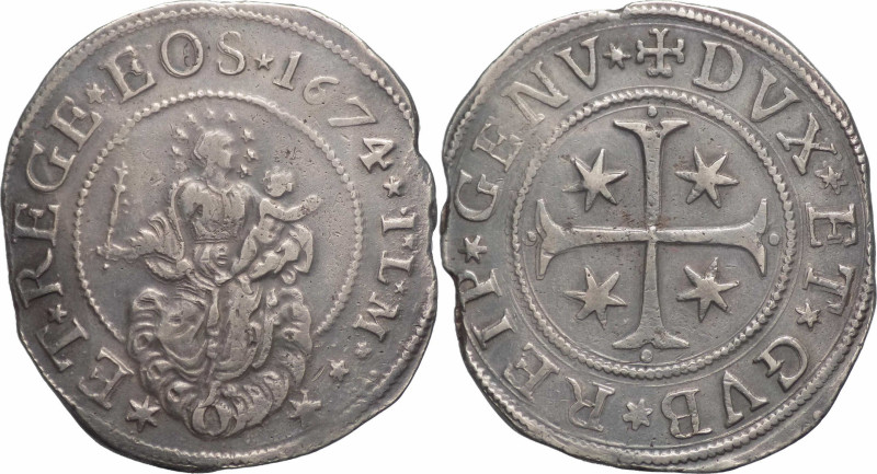 Genova - 1 Scudo Stretto 1674 - Repubblica (1637 - 1720) - Ag. - R - gr. 38,15 -...