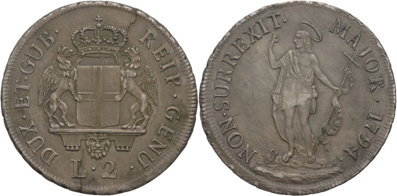 Genova - 2 Lire 1794 - Dogi Biennali III° fase - Gr. 8,38 - Ag. - Mir. 317/2

...