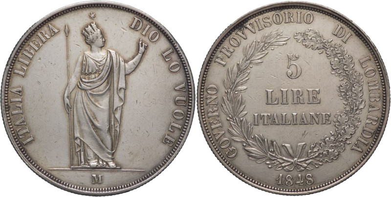 Governo Provvisorio di Lombardia (1848) - 5 lire - zecca di Milano - Ag. - Gig. ...