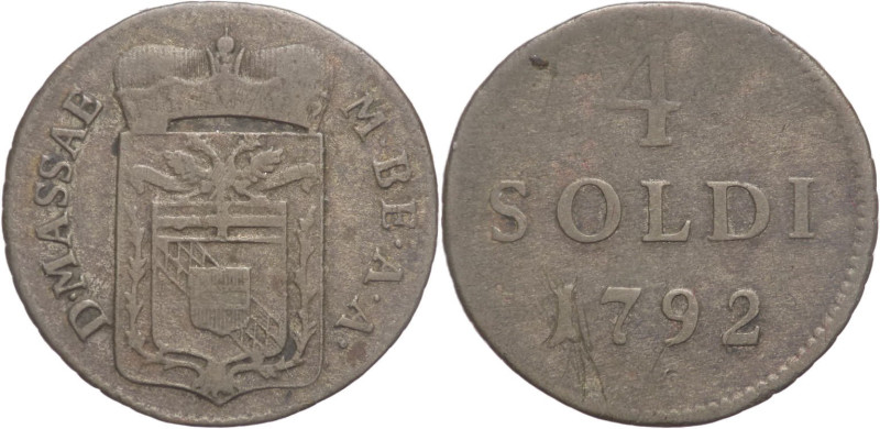 Massa Lunigiana (1790 - 1792) - 4 soldi 1792 - Mi - R4 - Gr. 1,15 - Mir. 329

...