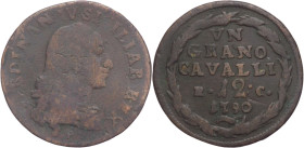 Napoli - 1 Grano 1790 - Ferdinando IV (1759-1816) - 12 Cavalli III° tipo - Cu - gr. 5,83 - Gig. 139

MB

SPEDIZIONE SOLO IN ITALIA - SHIPPING ONLY...