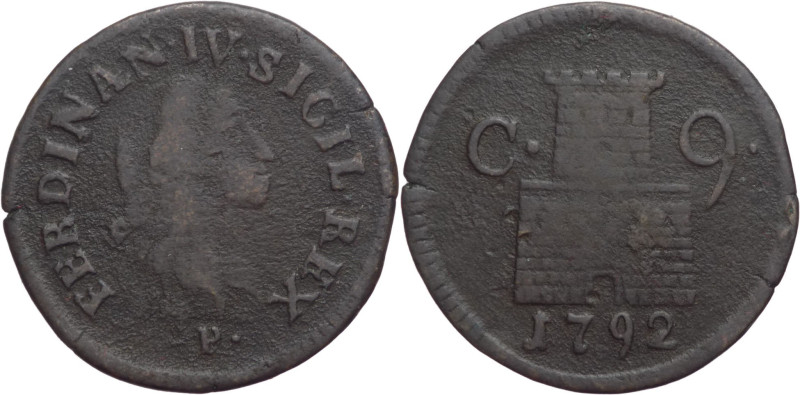 Napoli - 9 Cavalli 1792 - Ferdinando IV (1759-1816) - II° tipo - Cu - gr. 4,12 -...