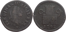 Napoli - 9 Cavalli 1792 - Ferdinando IV (1759-1816) - II° tipo - Cu - gr. 4,12 - Gig. 151 - contorno incrinato

MB

SPEDIZIONE SOLO IN ITALIA - SH...