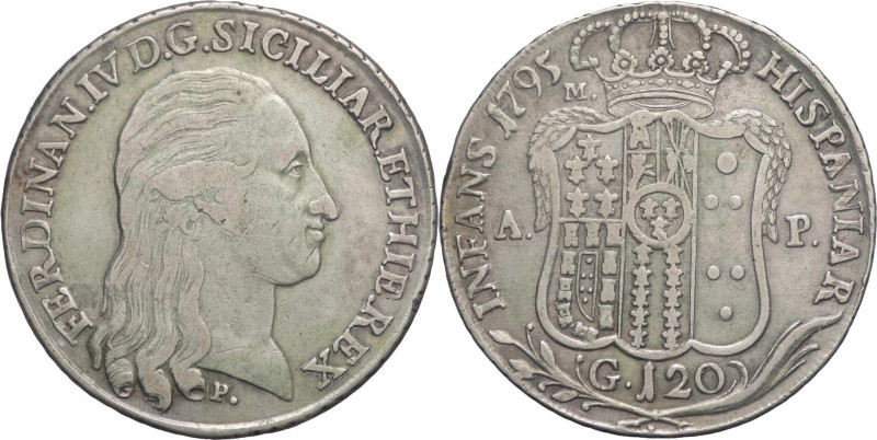 Regno di Napoli - 1 Piastra 1795 - Ferdinando IV (1759 - 1816) - IX° tipo - Ag. ...