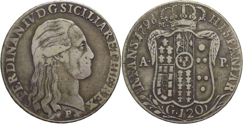 Regno di Napoli - 1 Piastra 1798 - Ferdinando IV (1759-1816) - IX° tipo - Ag.- G...