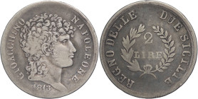 Regno di Napoli, poi delle due Sicilie - 2 lire 1813 - Giacchino napoleone (1808-1815) - zecca di Napoli - Ag. - Gig. 14 - patina visibile sul rovesci...