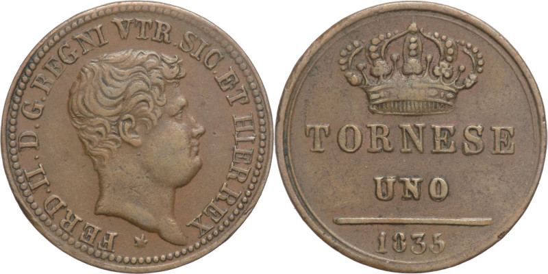 1 Tornese 1835 - Ferdinando II (1830 - 1859) - I° tipo - Cu - Gig. 281

qFDC
...