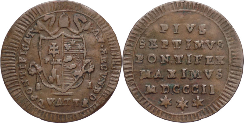 Stato Pontificio - 1 Quattrino 1802 - Pio VII (1800 - 1823) - II° tipo - II - Gr...