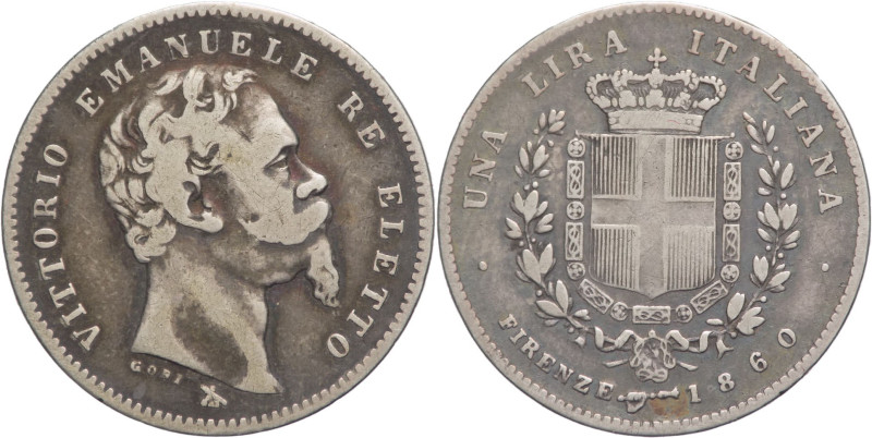 1 Lira 1860 - Vittorio Emanuele II (1859 - 1861) - II°tipo - zecca di Firenze - ...