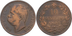 10 Centesimi 1894 - Umberto I (1878 - 1900) - Cu- zecca di Birmingham - Gig. 50 

MB+

SPEDIZIONE SOLO IN ITALIA - SHIPPING ONLY IN ITALY