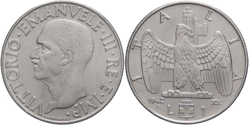 1 lira 1942 - Vittorio Emanuele III (1900 - 1943) - Impero - zecca di Roma - Ni ...