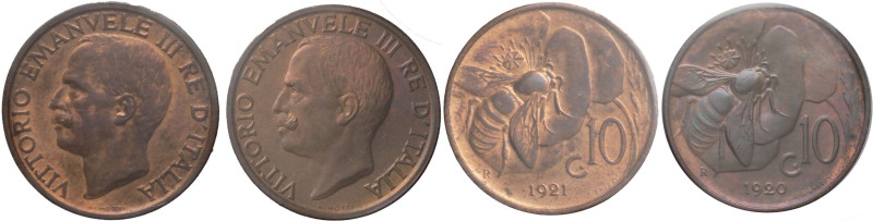 lotto 2 monete da 10 centesimi 1920-1921 - Vittorio Emanuele III (1900 - 1943) -...