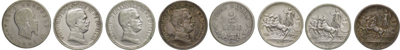 lotto 4 monete 2 lire - Vittorio Emanuele II e Vittorio Emanuele III - anni vari...