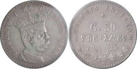 Eritrea Italiana - 50 Centesimi 1890 - Umberto I (1878 - 1900) - Ag.- zecca di Milano - Gig. 8 - perizia Testa

SPL/SPL+

SPEDIZIONE SOLO IN ITALI...
