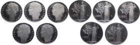 lotto di 5 monete da 100 lire - "Minerva" - dal 1985 al 1989 - tutte in versione Fondo Specchio

FS

SPEDIZIONE IN TUTTO IL MONDO - WORLDWIDE SHIP...