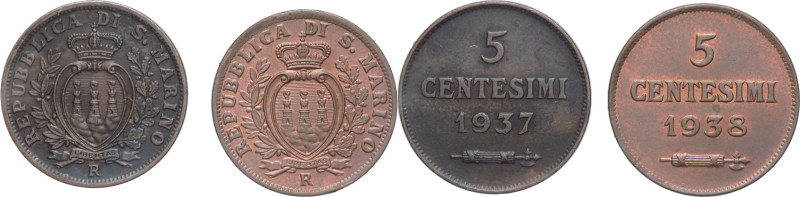 Lotto 2 monete da 5 Centesimi 1937 - 1938 - KM# 12

qFDC

SPEDIZIONE SOLO IN...