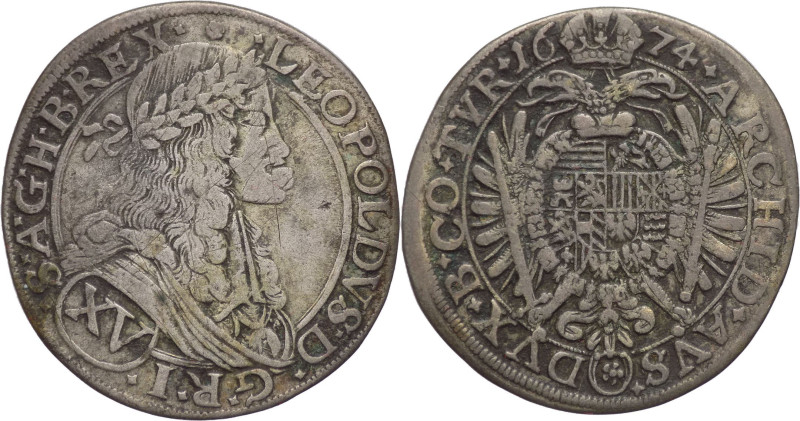 Austria - 15 Kreuzer 1674 - Leopoldo I (1657 - 1705) - Gr. 5,36 - KM# 1170

BB...