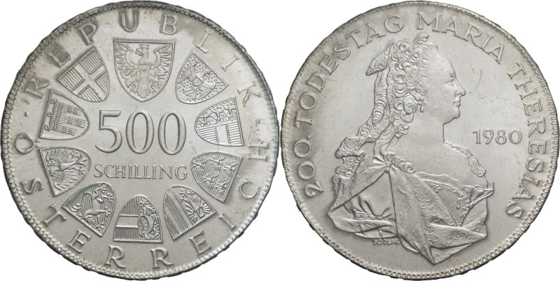 Austria - 500 scellini 1980 - Bicentenario della morte di Maria Theresa - Ag. - ...