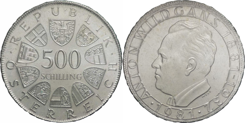Austria - 500 scellini 1981 - 100° della nascita di Anton Wildgans - Ag. - KM# 2...