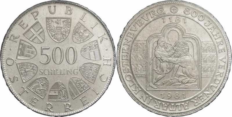 Austria - 500 scellini 1981 - 800° Anniversario dell'altare di Verdun - Ag. - KM...