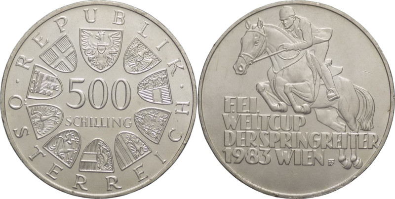 Austria - 500 scellini 1983 - Coppa del mondo di salto ostacoli a Vienna - KM# 2...