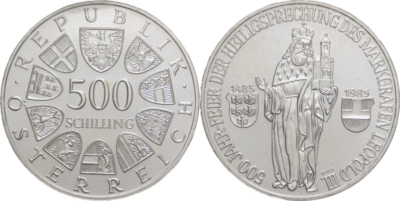 Austria - 500 scellini 1985 - 500° Anniversario della canonizzazione di Leopoldo...