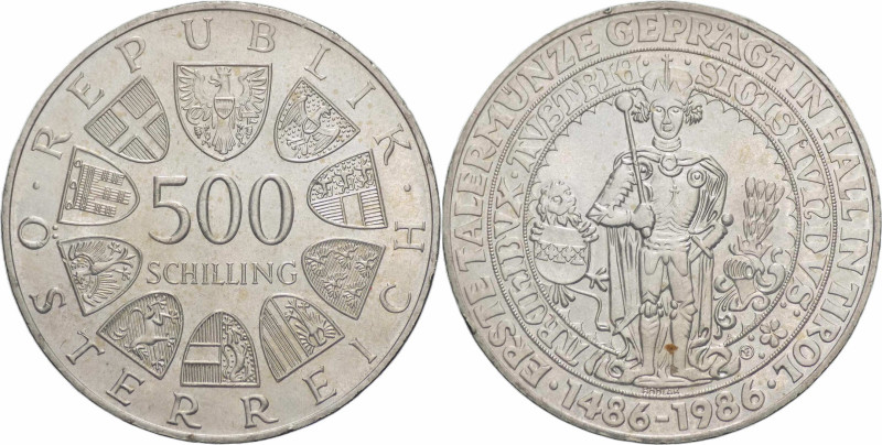 Austria - 500 scellini 1986 - 500° Anniversario primo tallero coniato nella zecc...