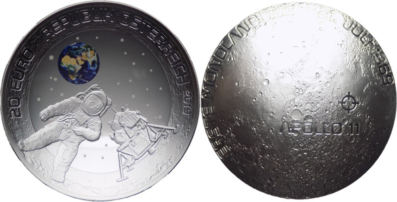 Austria - 20 Euro 2019 - 50° Anniversario dell'Atterraggio sulla Luna - Ag.

F...