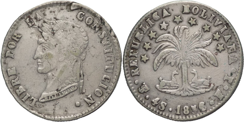 Bolivia - 4 soles 1856 - Repubblica (1826 - 1868) - gr. 13,60 - KM# 139

qSPL...