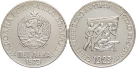 Bulgaria - 5 Leva 1973 - 50° Anniv. Rivolta del Settembre 1923 - Ag. - KM 83

FS

SPEDIZIONE IN TUTTO IL MONDO - WORLDWIDE SHIPPING