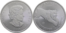 5 Dollari 2017 - Canada - Regina Elisabetta II (1966 - 2022)- Serie Predatori: Lince - 1 OZ Ag. 999 - Royal Canadian Mint - UC# 250

FDC 

SPEDIZI...