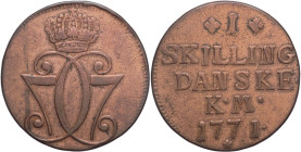 Danimaca - 1 Skilling 1771 - gr. 11,07 - Cu. - KM# 616.1 

BB

SPEDIZIONE SOLO IN ITALIA - SHIPPING ONLY IN ITALY