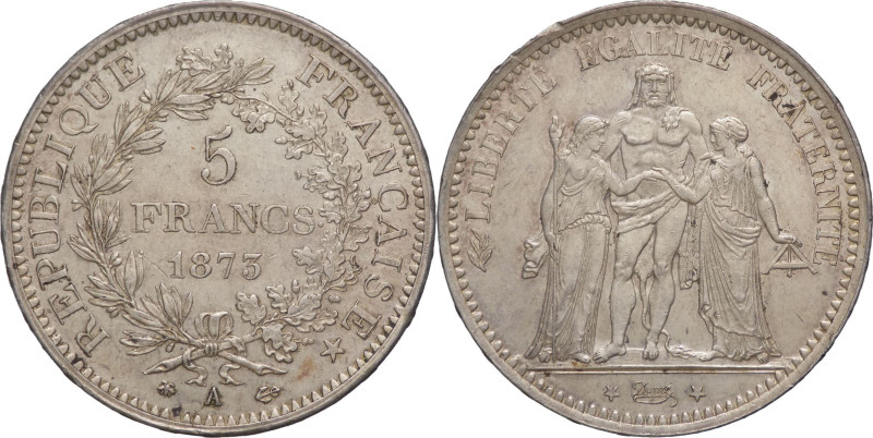 Francia - 5 Franchi 1873 - Ercole - Terza Repubblica (1870 - 1941) - Ag. - KM# 8...