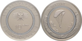 Germania - 10 Euro 2019 "In der luft" - Trimetallica: al centro Rame-Nichel; anello interno Polimero; anello esterno Rame-Nichel - UC# 217

FS

SP...