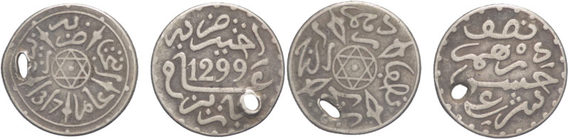 Marocco - lotto di 2 monete da 1/2 Dirham - Abd Al Aziz (1314-1319) - Mulai Al H...