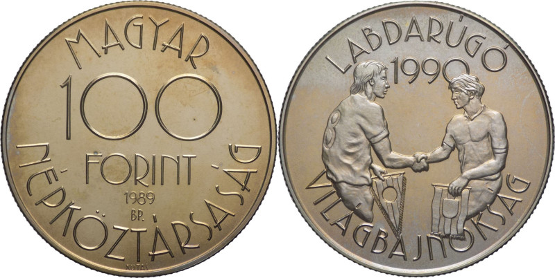 Ungheria - 100 forint 1989 - Coppa del Mondo di Calcio, Italia 1990 - KM# 668
...