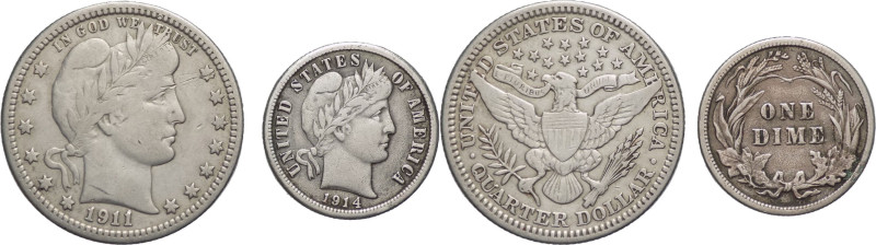 Stati Uniti d'America - lotto 2 monete 1 Quarter 1911 e 1 Dime 1914

SPL

SP...