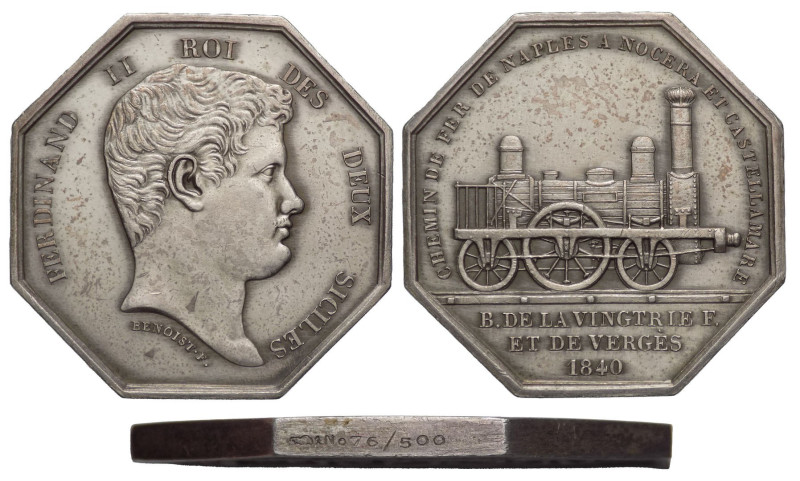 Napoli Ferdinando II Medaglia ottagonale FERROVIA NAPOLI CASTELLAMARE 1840

SP...