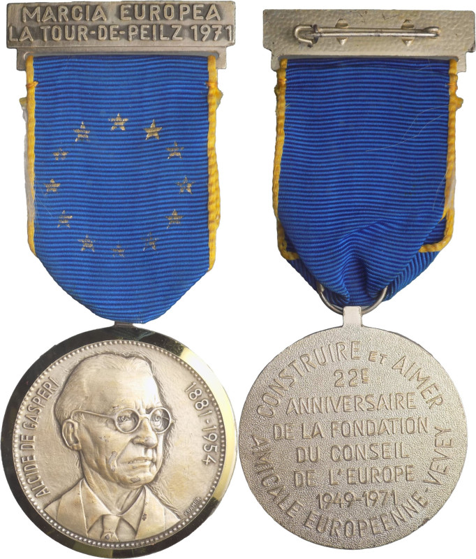 Medaglia Alcide De Gasperi 1971 - 22° Anniversario della fondazione del consigli...