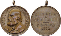 Italia - Giuseppe Garibaldi (1807-1882) - Medaglia 2 Giugno 1902 commemorativa del 20° anniversario della morte - Sarti 214 - AE - appiccagnolo - mm 3...