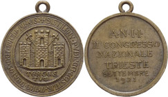 Italia - Trieste - secondo congresso Nazionali A.N.I.I. (Associazione Nazionale Italia Irredenta), 1921 – D/ sigillo della città di Trieste; R/ANII II...