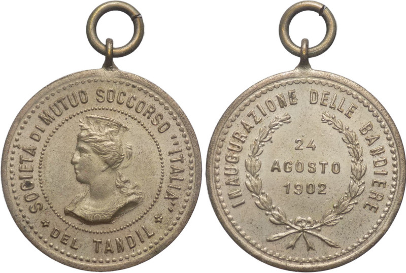 Medaglia Società Mutuo Soccorso - inaugurazione delle bandiere 1902 - gr. 10,44 ...