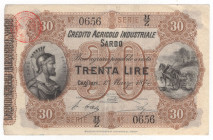Sardegna - Biglietto 30 lire 01/03/1874 - Credito Agricolo Industriale Sardo

SPL