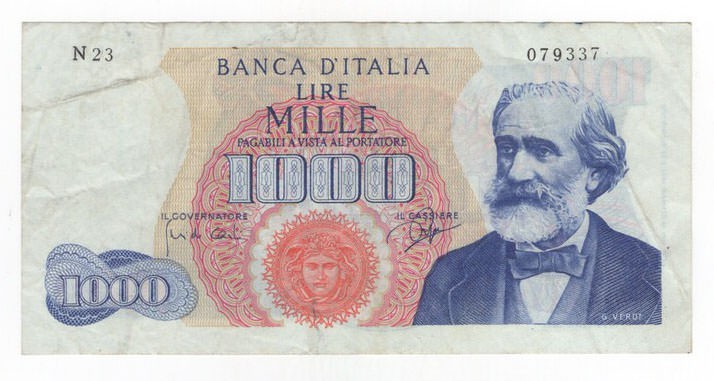 Repubblica - 1.000 Lire 14/01/1964 - Giuseppe Verdi I° tipo - Crapanzano# 474
...